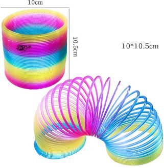 1Pcs Regenboog Cirkel Grappige Magical Speelgoed Vroege Educatief Folding Plastic Spring Coil Big Size Antistress Hand Vaardigheid 10cm A