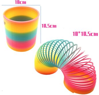 1Pcs Regenboog Cirkel Grappige Magical Speelgoed Vroege Educatief Folding Plastic Spring Coil Big Size Antistress Hand Vaardigheid 10cm B