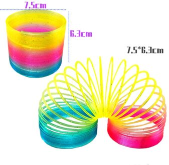 1Pcs Regenboog Cirkel Grappige Magical Speelgoed Vroege Educatief Folding Plastic Spring Coil Big Size Antistress Hand Vaardigheid 7.5cm A