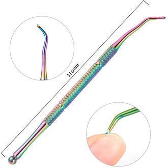 1Pcs Regenboog Rvs Nail Cuticle Pusher Tweezer Nail Art Bestanden Uv Gel Polish Verwijderen Manicure Care Groef Schoon tool