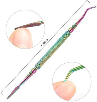 1Pcs Regenboog Rvs Nail Cuticle Pusher Tweezer Nail Art Bestanden Uv Gel Polish Verwijderen Manicure Care Groef Schoon tool