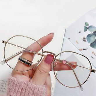1Pcs Retro Anti Blue Ray Computer Bril Vrouwen Ronde Eye Glas Liefde Hart Blauw Licht Blokkeren Brillen Optische frames goud