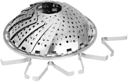 1Pcs Roestvrij Vouwen Mesh Voedsel Groente Ei Gerecht Mand Fornuis Steamer Zeef Mand Fornuis Kom Uitbreidbaar Keuken Tool