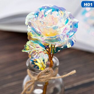 1Pcs Romantische Kleurrijke Led Fairy Rose Kunstmatige Rose Bloemen Voor Vriendinnen Valentijnsdag Wedding Party Home Decor H01-lijn lamp