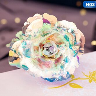 1Pcs Romantische Kleurrijke Led Fairy Rose Kunstmatige Rose Bloemen Voor Vriendinnen Valentijnsdag Wedding Party Home Decor H02-Vibration licht