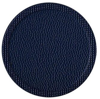 1Pcs Ronde Coaster Pu Lederen 10Cm Bar Effen Coaster Restaurant Koffie Pad Reclame Placemat Coaster Keramische Mat Levert donker blauw