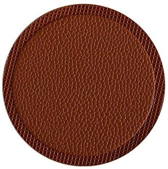 1Pcs Ronde Coaster Pu Lederen 10Cm Bar Effen Coaster Restaurant Koffie Pad Reclame Placemat Coaster Keramische Mat Levert khaki
