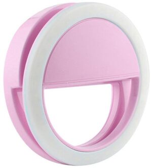1Pcs Ronde Vorm Op Ring Licht Op Camera Selfie Led Camera Licht Met 36 Led Voor Smart Telefoon camera Roze