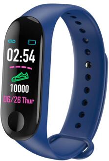 1PCS Running Stappenteller Fitness Tracker Armband Stappenteller M3 Plus Fitness Hartslag Horloge Plus Bloeddrukmeter charge blauw