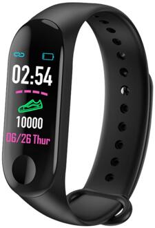 1PCS Running Stappenteller Fitness Tracker Armband Stappenteller M3 Plus Fitness Hartslag Horloge Plus Bloeddrukmeter charge zwart