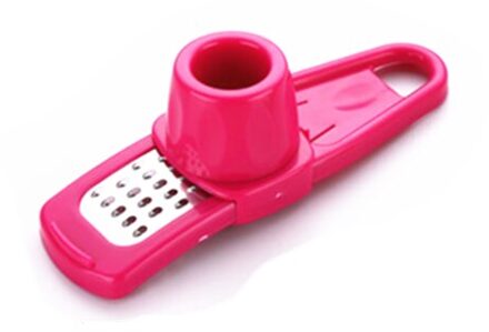 1Pcs Rvs Knoflookpers Handleiding Knoflook Vleesmolen Hakken Knoflook Gereedschappen Curve Fruit Groente Gereedschap Keuken Gadgets roos rood
