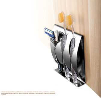 1Pcs Rvs Wall Mount Tandenborstelhouder 3/2 Haak Zelfklevende Tandenborstel Organizer Box Badkamer Accessoires