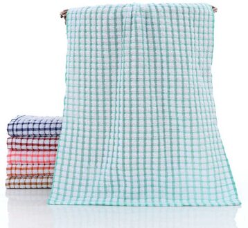 1Pcs Schoonmaakdoekje Theedoeken Keuken Plaid Schotel Katoen Absorberende Doeken Vaatdoek Zakdoek Rooster Handdoek 64*42Cm groen