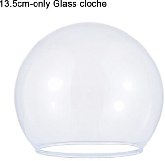 1Pcs Sferische Glas Cloche Jar Display Stand Cover Terrarium Fles Met Houten Base Acryl Stofkap Display Box Bloem doos 13.5cm- Glass cloche