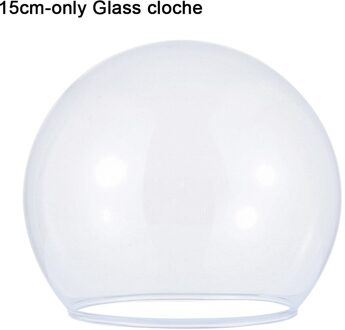 1Pcs Sferische Glas Cloche Jar Display Stand Cover Terrarium Fles Met Houten Base Acryl Stofkap Display Box Bloem doos 15cm- Glass cloche