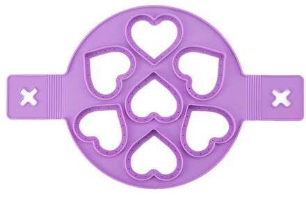 1Pcs Silicone Non Stick Fantastische Ei Pannenkoek Maker Ring Keuken Bakken Omelet Mallen Flip Fornuis Ei Ring Mold hart-vormig-paars