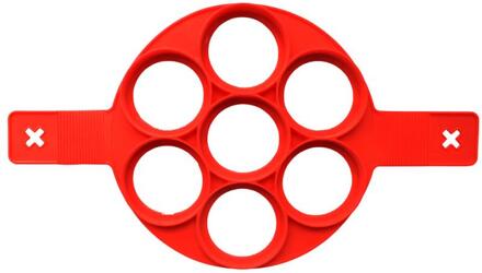 1Pcs Silicone Non Stick Fantastische Ei Pannenkoek Maker Ring Keuken Bakken Omelet Mallen Flip Fornuis Ei Ring Mold ronde rood