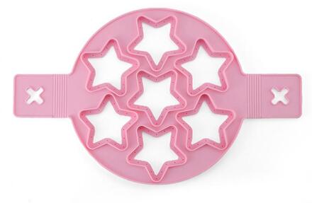1Pcs Silicone Non Stick Fantastische Ei Pannenkoek Maker Ring Keuken Bakken Omelet Mallen Flip Fornuis Ei Ring Mold ster roze