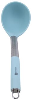 1Pcs Silicone Roestvrij Staal Soep Lepel Hosehold Lange Handvat Pap Lepel Rijst Pollepel Servies Maaltijd Diner Scoops Keuken