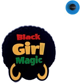 1Pcs Siliconen Blm Serie Gat Slipper Accessoires Voor Kinderen X-Mas Black Girl Magic Schoen Charmes gesp Polsband Decor Blauw