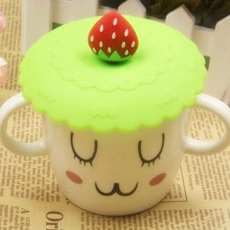 1Pcs Siliconen Cup Deksels Hittebestendige Herbruikbare Verzegelde Cover Keuken Accessoires Thee Cup Zuig Seal Cap Lekvrij Cup Deksel aardbei