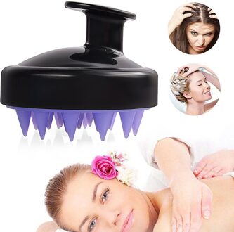 1Pcs Siliconen Hoofd Hoofdhuid Shampoo Wassen Kam Draagbare Badkamer Douche Spa Borstel Haar Massage Gereedschap Levert zwart paars