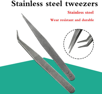1PCS Stainless Steel Sharp Tweezers Maintenance Tools Industrial Precision Curved Straight Tweezers Phone Computer Repair Tools