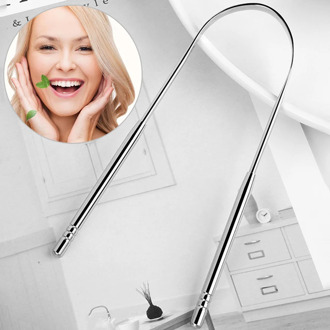 1pcs Stainless Steel Tongue Scraper Cleaner Fresh Breath Cleaning Coated Tongue Oral Hygiene Care Tools