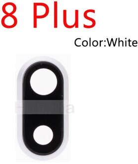 1Pcs Terug Camera Glazen Lens Voor Iphone 7G 7 8 Plus Achteruitrijcamera Ring Houder Met Glas lens Cover Vervangende Onderdelen 8 Plus wit