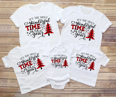 1pcs The Most Wonderful Time of The Year Family Matching Christmas T-shirt Baby Romper Kids T Shirts Xmas Clothes Couple Tees
