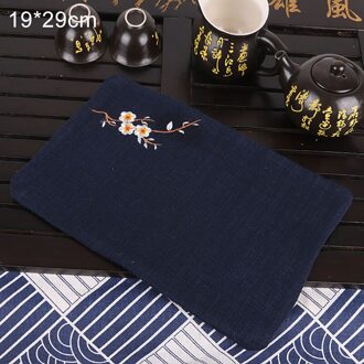 1Pcs Thee Servetten Doek Reinigen Handdoek 4 Kleuren Vintage Stijl Bloem Geborduurde Sterke Absorberende Theeceremonie Accessoire Blauw