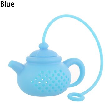 1Pcs Theepot-Vorm Thee-ei Zeef Silicone Theezakje Leaf Filter Diffuser Theewaar Theepot Accessoire Keuken Gadget Blauw