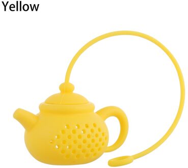 1Pcs Theepot-Vorm Thee-ei Zeef Silicone Theezakje Leaf Filter Diffuser Theewaar Theepot Accessoire Keuken Gadget geel