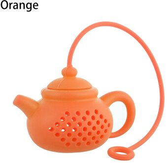 1Pcs Theepot-Vorm Thee-ei Zeef Silicone Theezakje Leaf Filter Diffuser Theewaar Theepot Accessoire Keuken Gadget Oranje