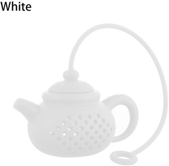 1Pcs Theepot-Vorm Thee-ei Zeef Silicone Theezakje Leaf Filter Diffuser Theewaar Theepot Accessoire Keuken Gadget wit
