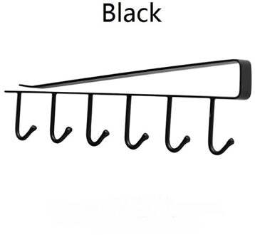 1Pcs Thuis Naadloze Keuken Opbergrek Nail-Gratis Opknoping Smeedijzeren Garderobe Haak Plank Organisator Opknoping Rack zwart