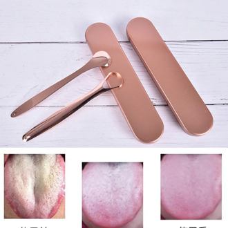 1pcs Tongue Scraper Reusable Portable Stainless Steel Oral Tongue Cleaner Brush