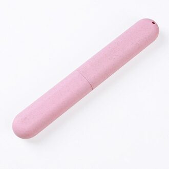 1Pcs Travel Tandenborstel Bescherm Case Draagbare Tarwe Stro Wandelen Camping Tandenborstel Opbergdoos Cup Cap Barthroom Set Roze