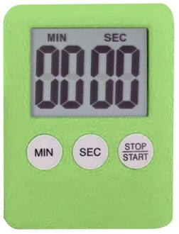 1Pcs Ultradunne Lcd Digitale Scherm Timer 8 Kleur Vierkante Keuken Koken Countdown Countdown Alarm Magneet Klok Keuken gadget groen