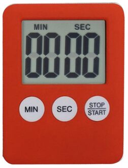 1Pcs Ultradunne Lcd Digitale Scherm Timer 8 Kleur Vierkante Keuken Koken Countdown Countdown Alarm Magneet Klok Keuken gadget Rood