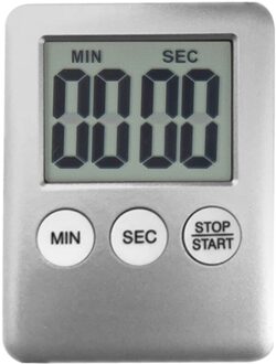 1Pcs Ultradunne Lcd Digitale Scherm Timer 8 Kleur Vierkante Keuken Koken Countdown Countdown Alarm Magneet Klok Keuken gadget Zilver