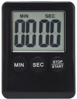 1Pcs Ultradunne Lcd Digitale Scherm Timer 8 Kleur Vierkante Keuken Koken Countdown Countdown Alarm Magneet Klok Keuken gadget zwart