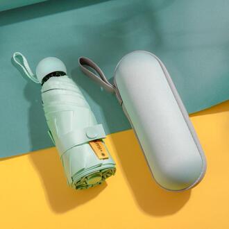 1PCS Unisex Effen Kleur Wind Slip Opvouwbare Paraplu Regen Vrouwen Zonbescherming Mini Pocket Parasol Guarda Chuva Regenkleding groen