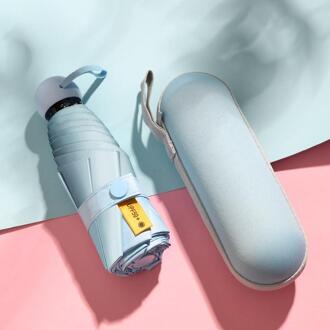 1PCS Unisex Effen Kleur Wind Slip Opvouwbare Paraplu Regen Vrouwen Zonbescherming Mini Pocket Parasol Guarda Chuva Regenkleding skyblue