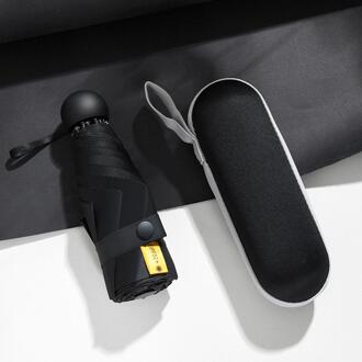 1PCS Unisex Effen Kleur Wind Slip Opvouwbare Paraplu Regen Vrouwen Zonbescherming Mini Pocket Parasol Guarda Chuva Regenkleding zwart