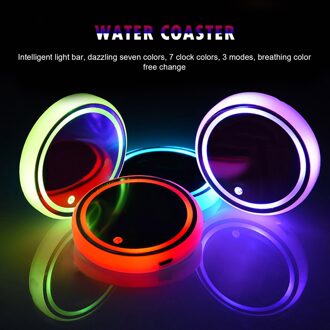 1Pcs Universele Led Auto Bekerhouder Rgb Licht Mat Pad Drinken Coaster Interieur Auto Cup Pad Led Auto sfeer Licht