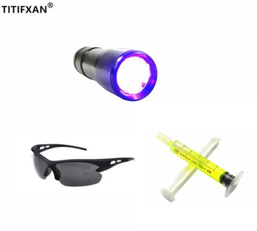 1Pcs Uv Zaklamp, 1Pcs R134a R12 Auto Fluorescerende Olie, 1 Stuks Lekken Bril Automotive Airconditioning Reparatie Tool