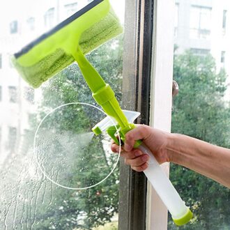 1Pcs Vensterglas Reinigingsborstel Wisser Airbrush Schraper Multifunctionele Schoner Huis Wassen Cleaning Tools Voor Badkamer groen