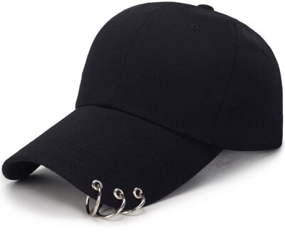 1Pcs Verstelbare Baseball Hoed Met Ring Outdoor Sport Zon Cap Voor Vrouwen Mannen Mode Snapback Hoeden zwart