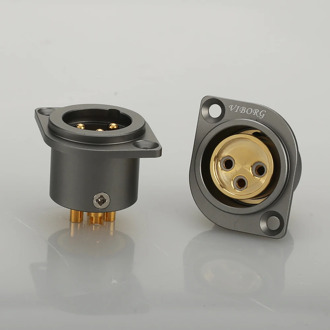 1Pcs Viborg pure copper 24K gold plated XLR 3 Pin Female Chassis Panel Mounted Socket Adapter Soldering